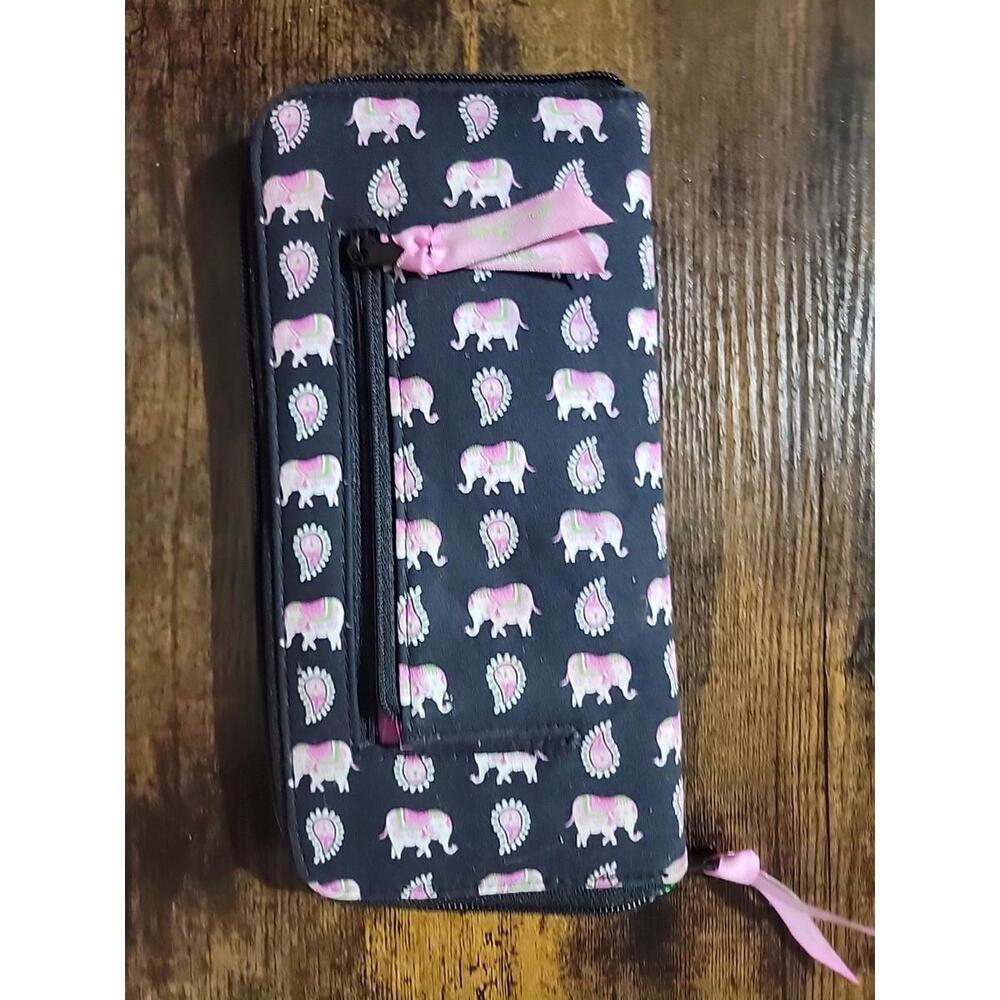 Vera Bradley PINK ELEPHANTS Zip AROUND Wallet CLUTCH Wristlet PURSE Tote NWT - Picture 4 of 6